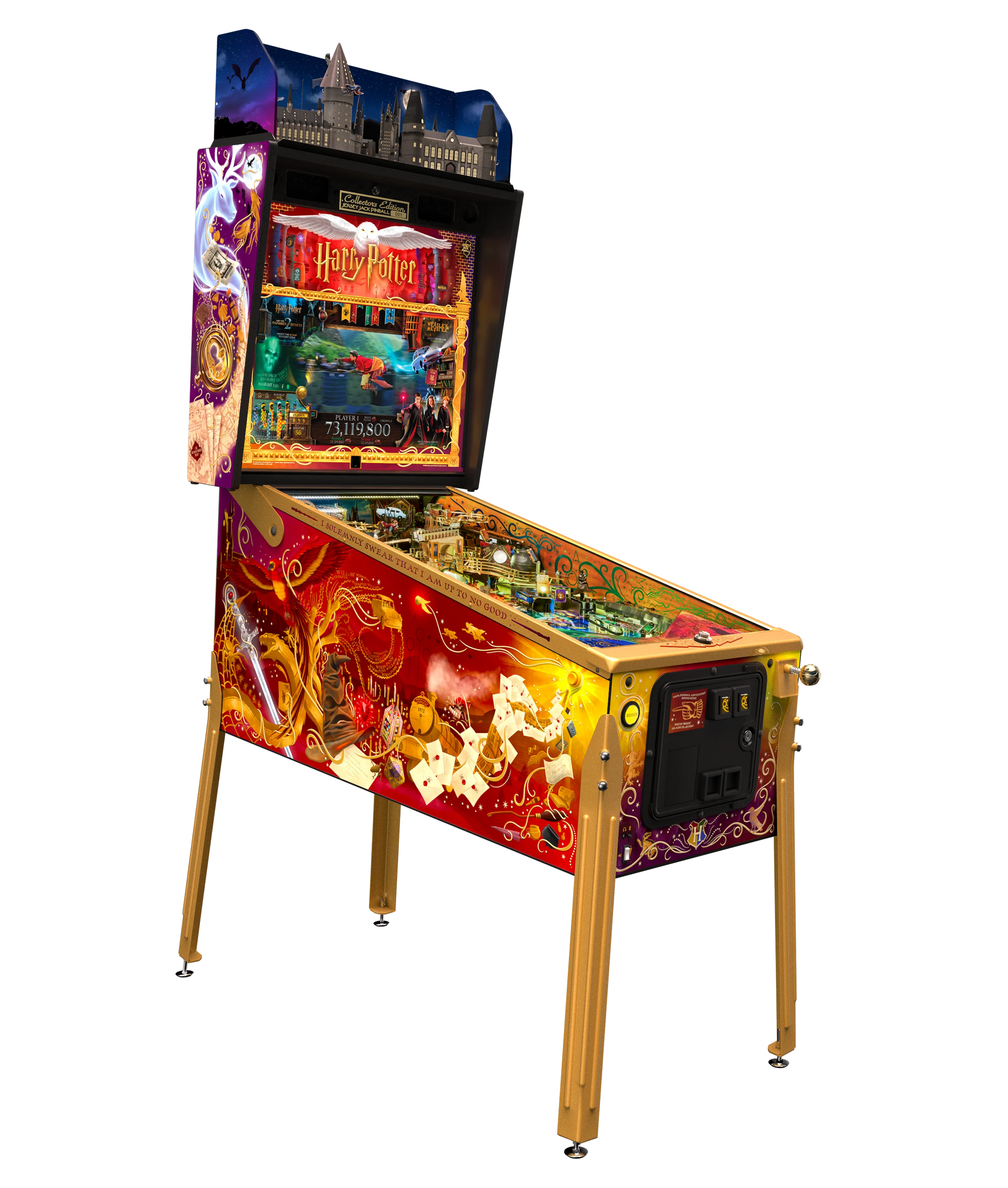 Jersey Jack Harry Potter Collector's Edition pinball, three-quarter cabinet
