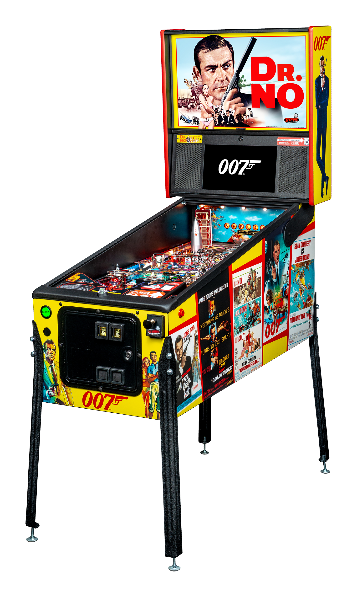 Stern James Bond 007 Pro pinball machine, full cabinet including Dr. No backbox